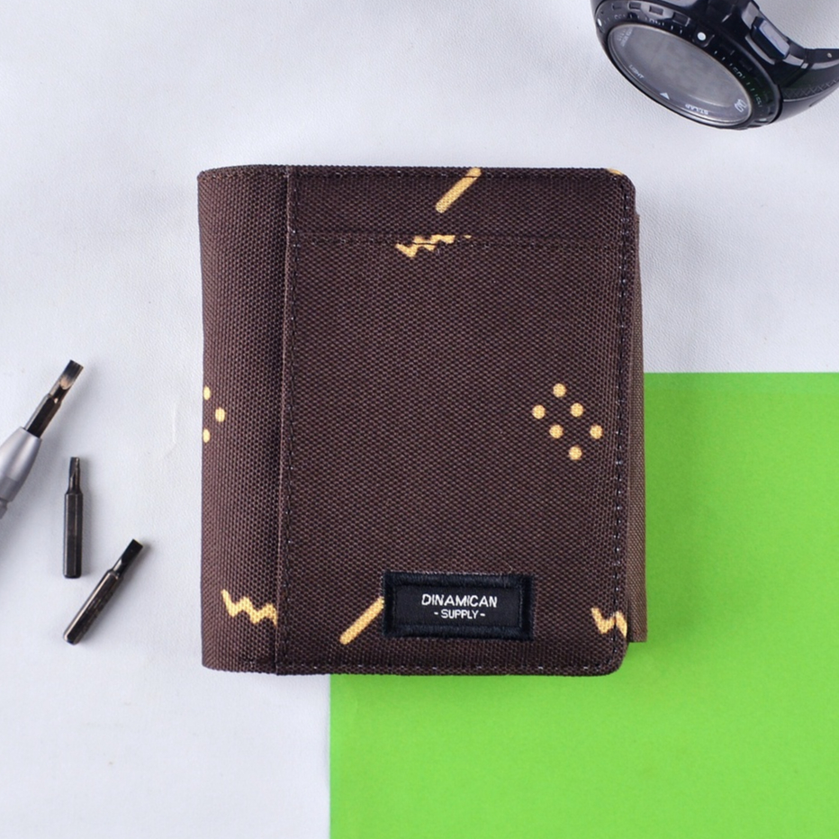 Dompet lipat pria dompet kartu laki kanvas donpet lipat cowok Archer Brown Dinamican Supply