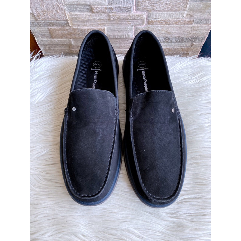 PSPGN.CO | ORIGINAL BRANDED HUSH PUPPIES ROTTEN IN BLACK SEPATU PRIA KULIT LOAFER SLIP ON KASUAL AUTHENTIC FROM STORE STOCK MALL SUPER SALE 44 45 EXTRA WIDE