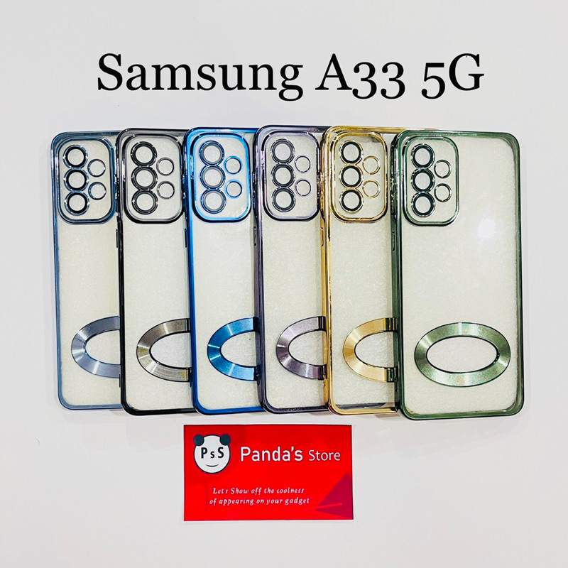 Softcase Samsung A33 5G Lens Protector Circle Chrome Logo Clear Case