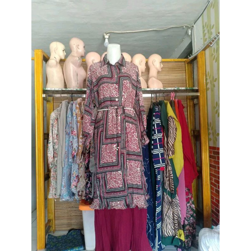 Gamis Plisket Bangkok Mix Rayon Premium Quality Baju Gaun Pesta MIDI Long Dress Maxi Lebaran Mewah