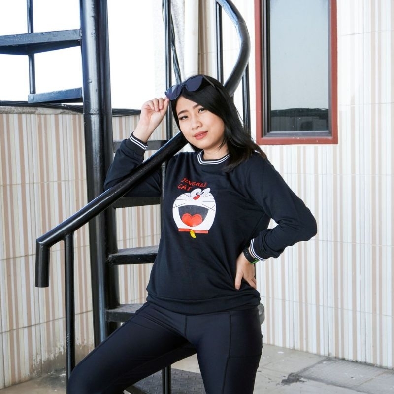 SWEATER FASHION MOTIF DORAEMON CEWEK | CREWNECK CEWE