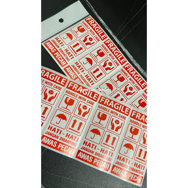 

(isi 20lbr) Label Sticker FRAGILE 95x50 HANDLE WITH CARE HATI-HATI JANGAN DIBANTING AWAS PECAH 95 x 50