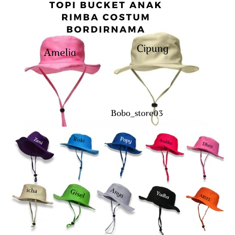 Topi Anak Rimba Costum Bordir nama Topi anak Laki laki Perempuan