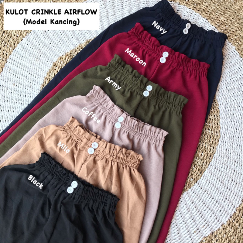 KULOT CRINKLE AIRFLOW PREMIUM KANCING 2 / CELANA KULOT CRINKLE AIRFLOW TALI HIDUP