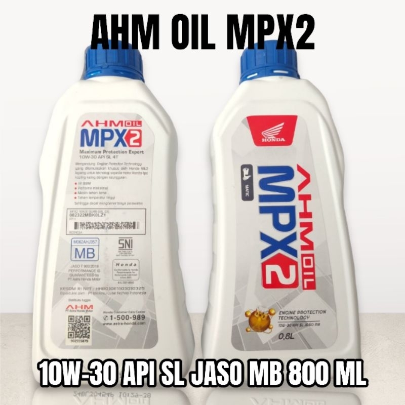 Oli Honda Ahm Mpx2 Oil Mesin MPX2 Honda Matic Matik 10W-30 SL 800ml