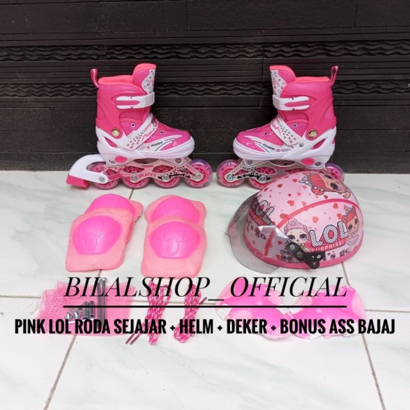SEPATU RODA ANAK FULLSET PELINDUNG DAN HELM BONUS BAUT BAJAJ DAN KUNCI L