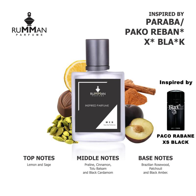 Inspired Parfum Paco Raban X5 Black Parfume Farfum Minyak Wangi Pria Wanita Unisex Tahan Lama Paraba SS Black  / Parfum Pria Pemikat Wanita