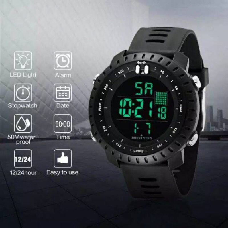 JAM TANGAN PRIA SPORT SUNTOO CORE DIGITAL LED (layar putar)