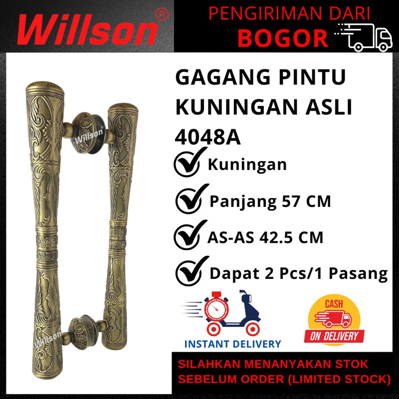 HANDLE GAGANG TARIKAN PEGANGAN PINTU 2 KUNINGAN KLASIK ANTIK AB