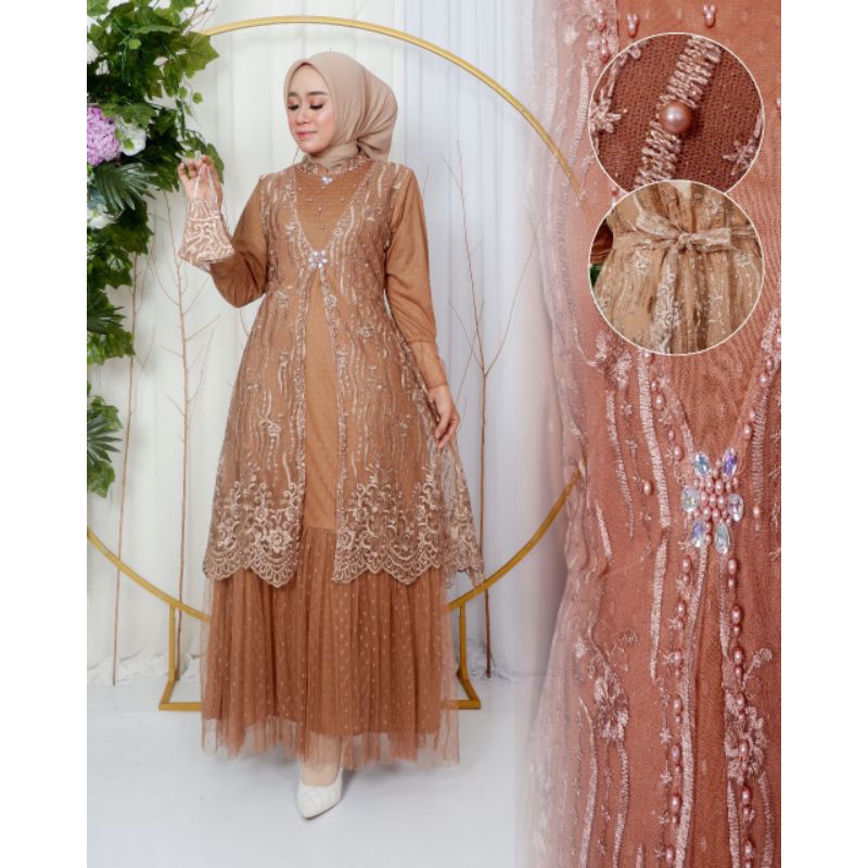 GAMIS WANITA LEBARAN TERBARU 2023 100% SESUAI GAMBAR / DRESS AGNIA BAJU MUSLIM WANITA CANTIK ELEGAN DAN MEWAH TIDAM GATAL