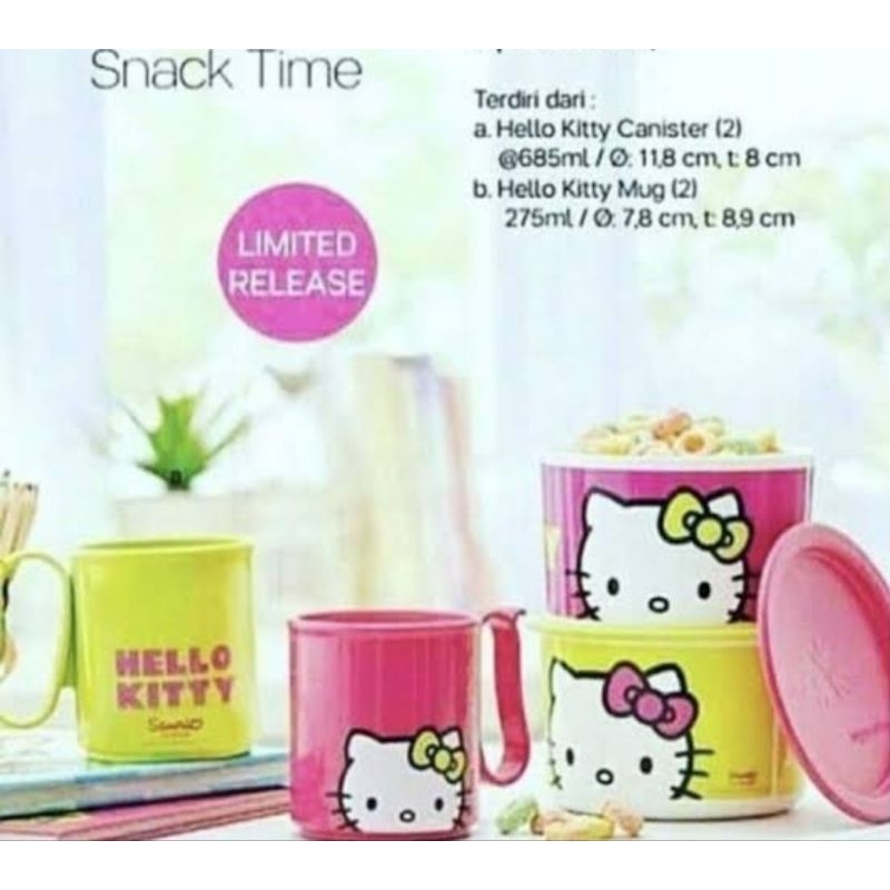 TUPPERWARE HELLO KITTY SNACK TIME / TEMPAT SNACK  & MUG