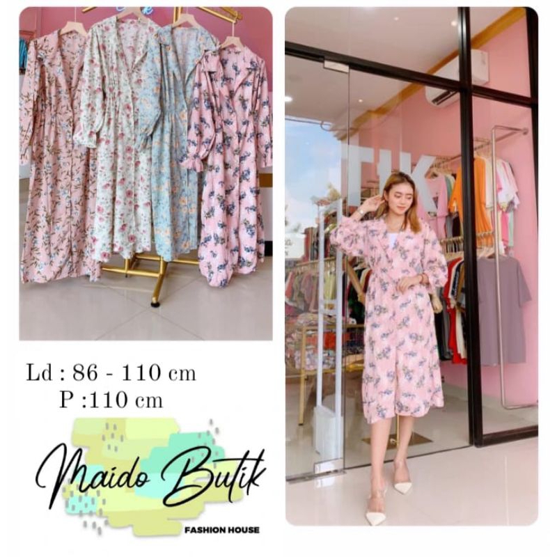 DRESS BUNGA V NECK // DRESS BUNGA IMPORT PREMIUM // TERUSAN IMPORT PREMIUM // FASHION IMPORT PREMIUM BKK // FASHION IMPORT PREMIUM MURAH