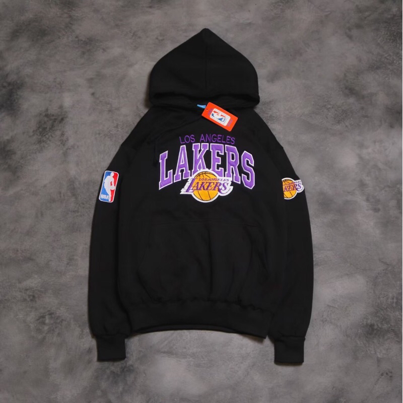 Jaket Sweater Hoodie LOS ANGGELES LAKERS X NBA Hitam Fulltag & Label