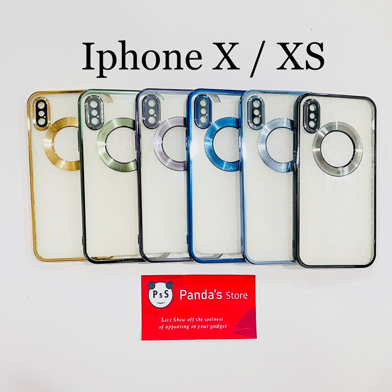 Softcase Iphone X / Xs Lens Protector Circle Chrome Logo Clear Case