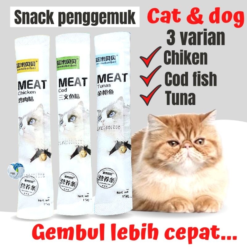 MEAT Snack kucing Cemilan Snek Vitamin Kucing Melebatkan Bulu Dan Menggemukan shaestore15