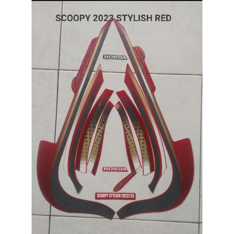 Striping Stiker Motor Honda Scoopy Stylish 2023 Red ORI