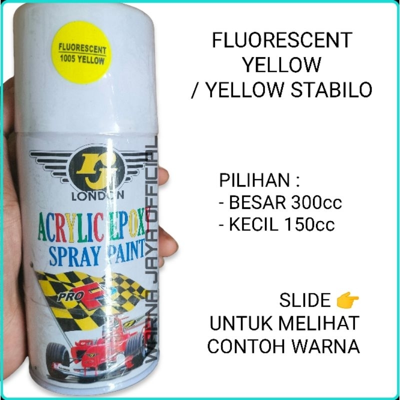 KUNING STABILO - Cat Kaleng Semprot Pilok Pylox Piloc RJ London Fluorescent Yellow Kuning Orange Ore