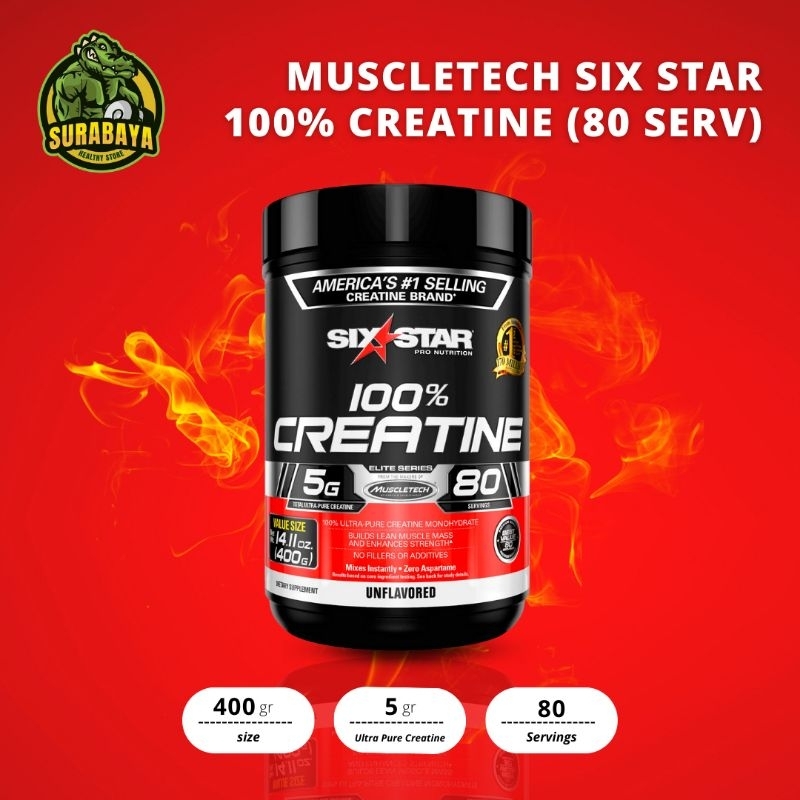 Muscletech Six Star 100% Creatine Monohydrate 80 Serving Elite Series Sixstar 400 Gram