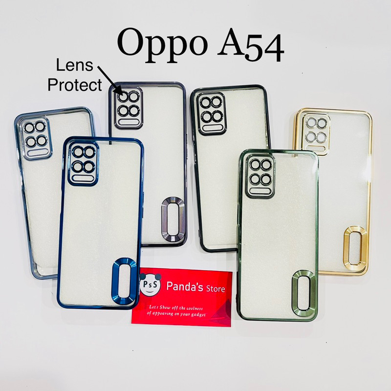 Softcase Oppo A54 Lens Protector Circle Chrome Logo Clear Case