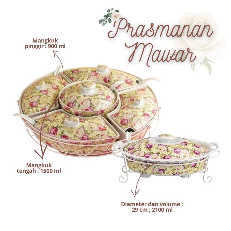 Vicenza Prasmanan set motif Mawar (Putar Sedang dan Oval) BA472 dan BA683