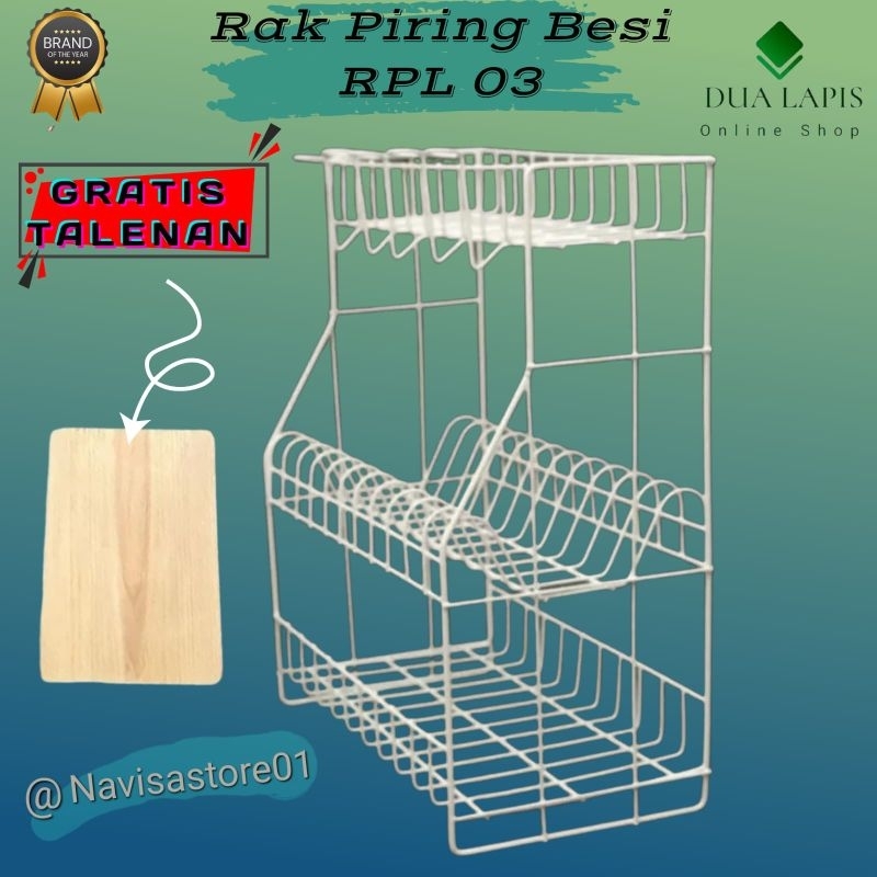 Rak Piring Dapur Wastafel Bahan Besi Coating Anti Karat Bonus Talenan RPL 03