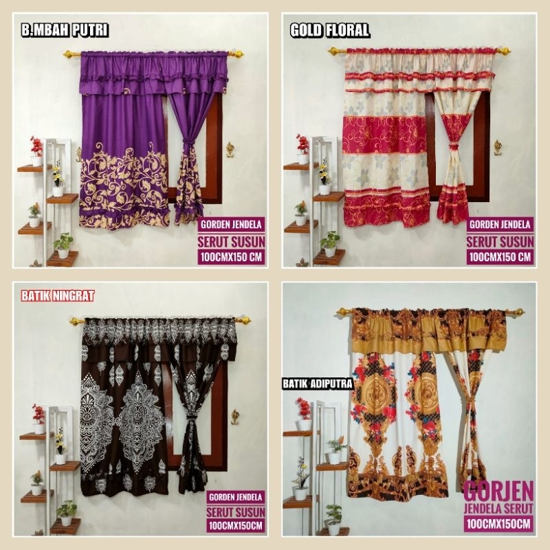 ERSA STORE - (GJS) COD GORDEN JENDELA PENDEK MINIMALIS SERUT RUMBAI / PONI / SUSUN UKURAN 100 X 150 