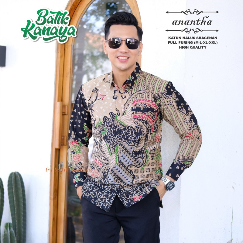 ANANTHA Kemeja batik pria Full Furing Bahan Katun Sragenan