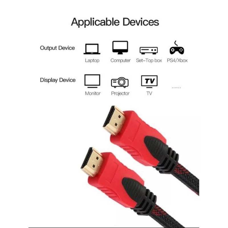 KABEL HDMI SERAT JARING MALE TO MALE 3 METER VERSI 1.4 1080P FULL HD