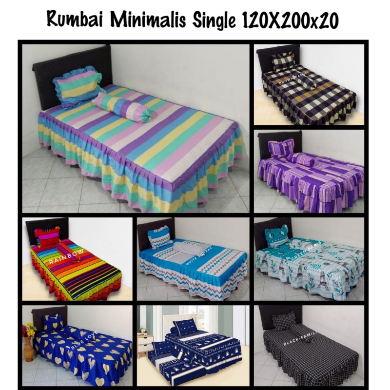 Vito 3D - SPREI RUMBAI SINGLE 120X200X20 MOTIF WARNA WARNI MINIMALIS RAINBOW GREEN PARIS PARISIAN EI