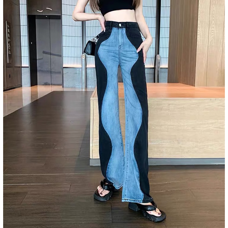 Millie Pants Two Tone / Celana Katun Denim Jeans Import