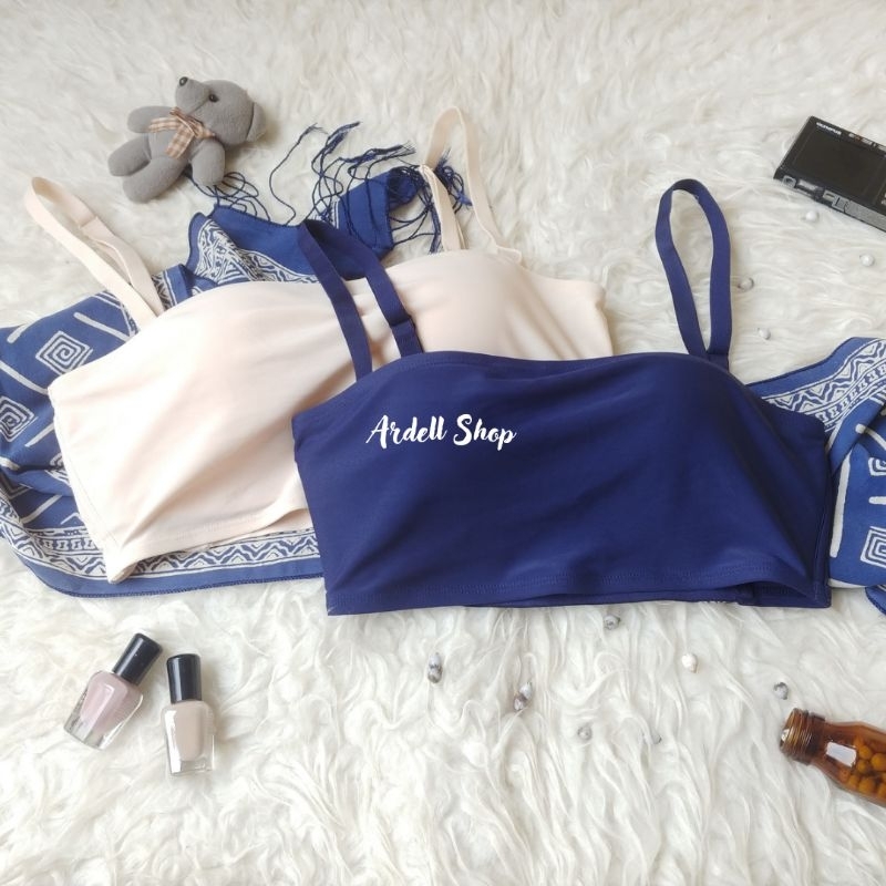 Bra Wacoal Kemben Strapless Polos Berkawat Half Cup Navy / Biru Dongker 32B 34A - ISB1904