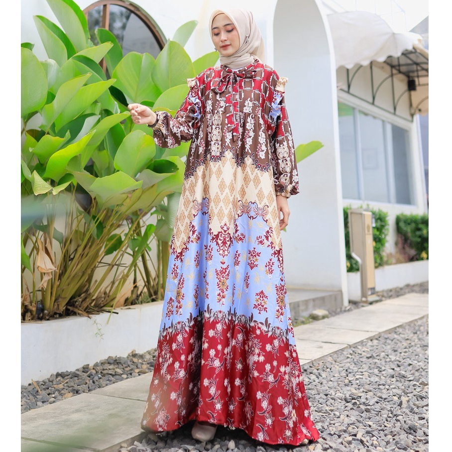 Dress Gamis Raina Maxmara Silky Premium Baju Wanita Busui Pakaian Wanita