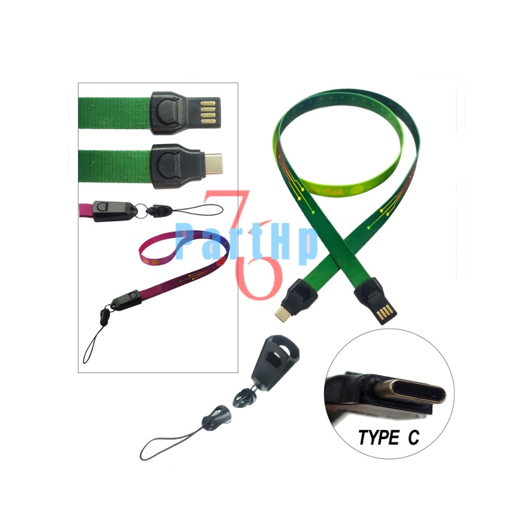 Lanyard Kabel Data Charger + Meteran Gantungan Tali Leher untuk type c