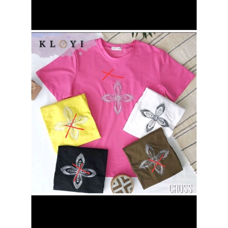 Top/Kaos wanita import Kloyi Malaysia New bahan katun premium-Putih