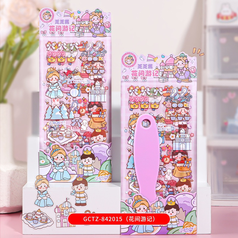 

Delunashop sticker princess 4Lembar free spatula Stiker botol air minum Motif Kartun Korea Lucu Anti Air Dekorasi Handbook Scrapbook DIY sticker note book karakter princess elsa snowhite Cinderella