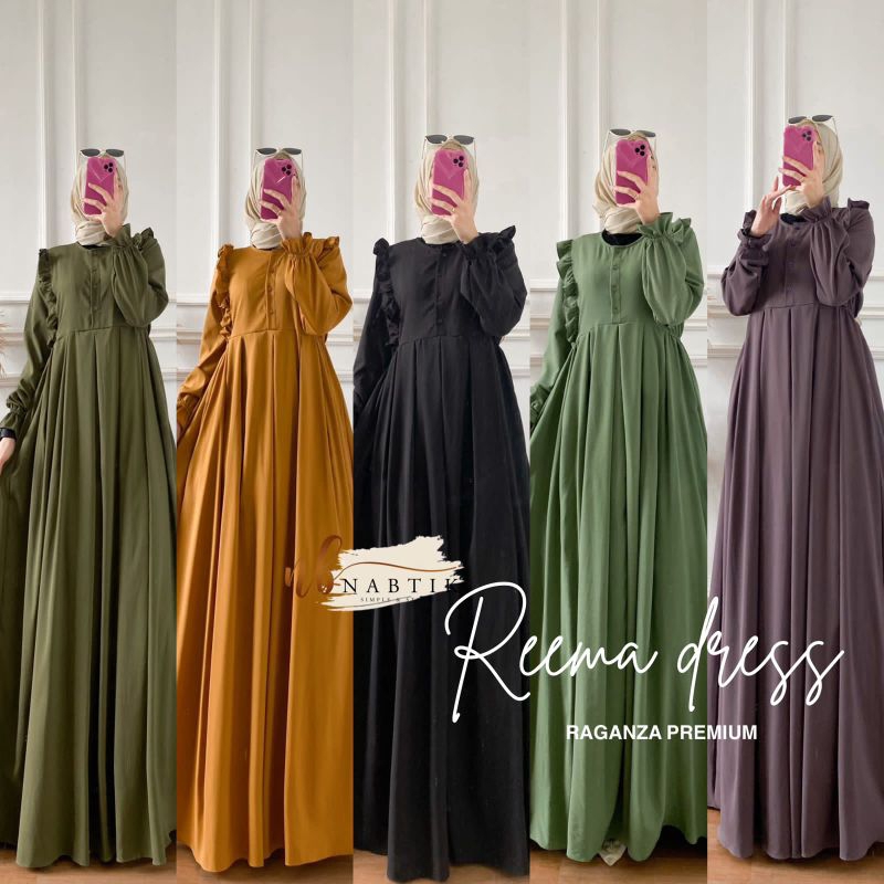 Reema Dress Gamis Polos Original Nabtik Termurah Ld 110 Terbaru
