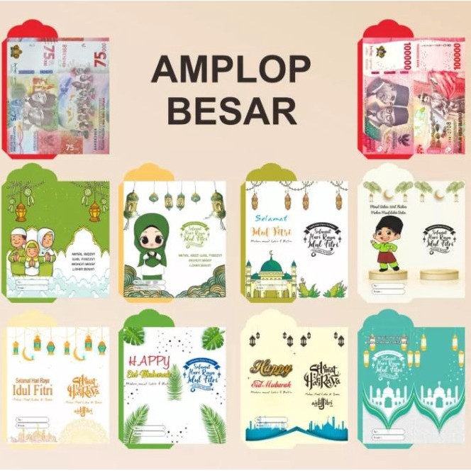 Set Isi 10 Amplop Angpau Lebaran Besar Ukuran 16.5x7.2cm Aneka Karakter Lucu Amplop Angpau Idul Fitri Amplop Lebaran Unik Harga Murah