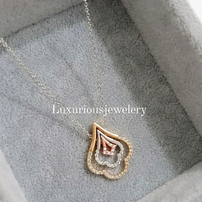 Kalung fashion Rhodium simple dan mewah cutting Eropa