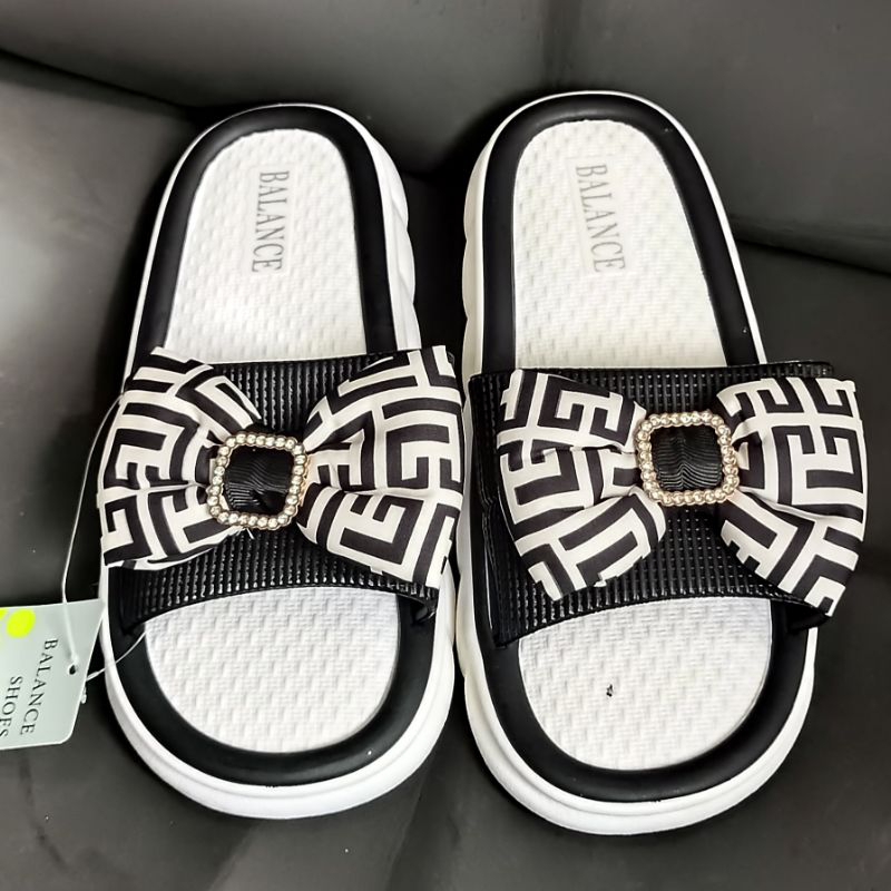 Sandal wanita import Sandal perempuan terbaru Selop balance trendy sendal karet jelly motif pita gesper