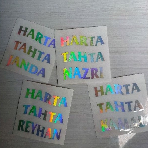 PROMO!! STIKER CUTTING HOLOGRAM HARTA TAHTA BISA CUSTOM ( BISA REQUEST TEXT SEMAUNYA)