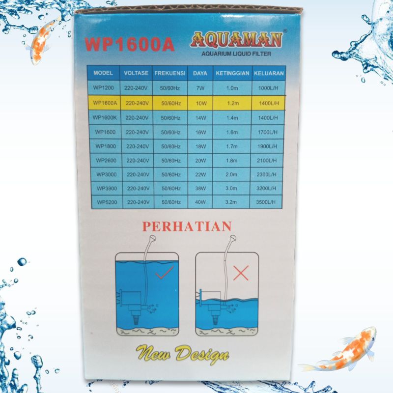 Promo Murah Pompa Kolam Aquarium AQUAMAN WP 1600A