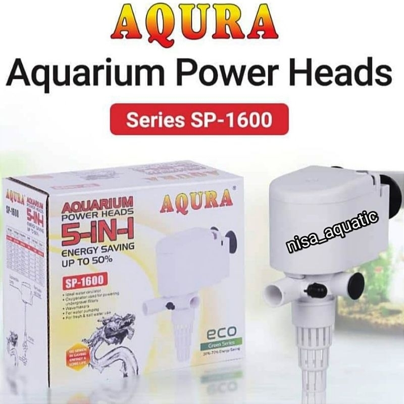 Pompa AQURA SP-1600 5In1 Pompa Celup Aquarium Aquascape Kolam Hidroponik Submersible Pump PH 1600