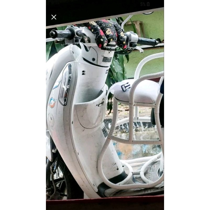 jok bonceng anak motor matic full white edition