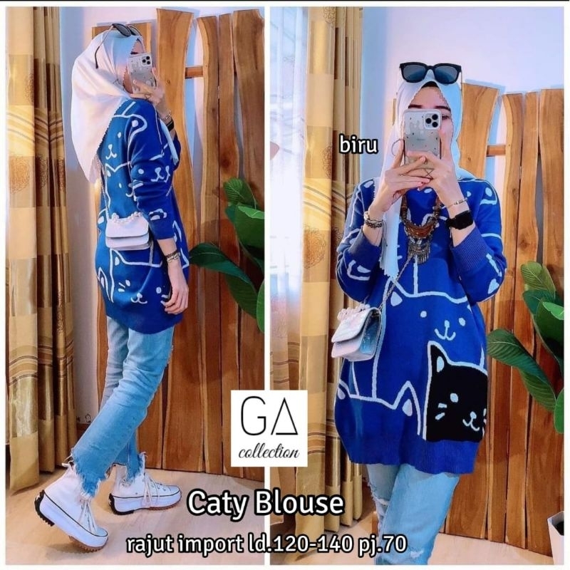 BLOUSE SWEATER WANITA JUMBO/CATY BLOUSE WANITA RAJUT IMPORT JUMBO LD 140 CM FIT XXXL