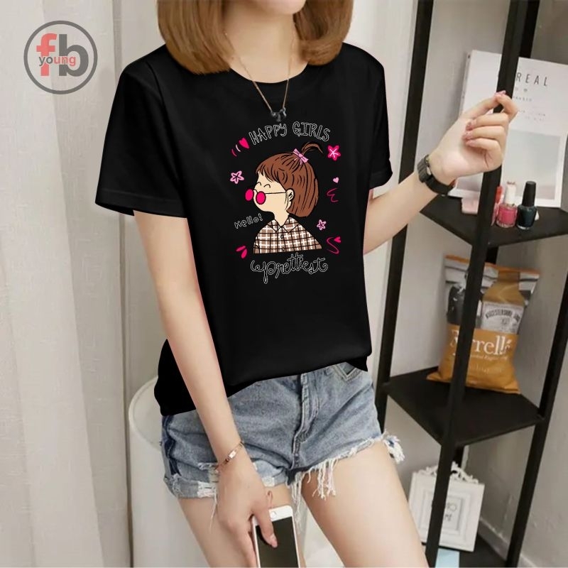 fbyoung kaos atasan wanita/t-shirt wanita Korean kekinian lengan pendek