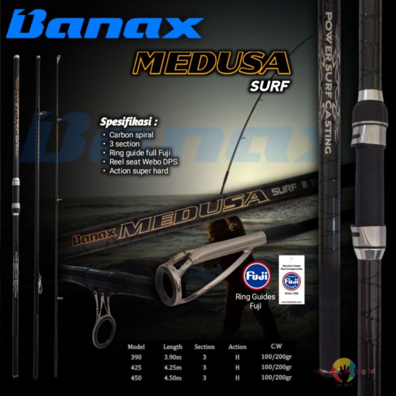 Joran sambung 3 banax medusa surf 390 dan 420