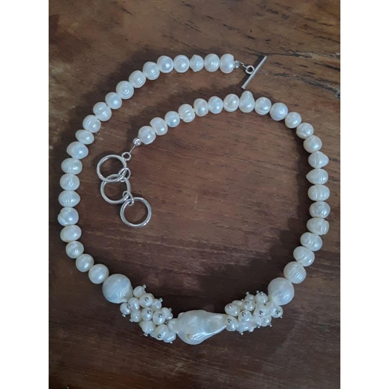 Kalung choker mutiara air tawar anggur/pearl choker