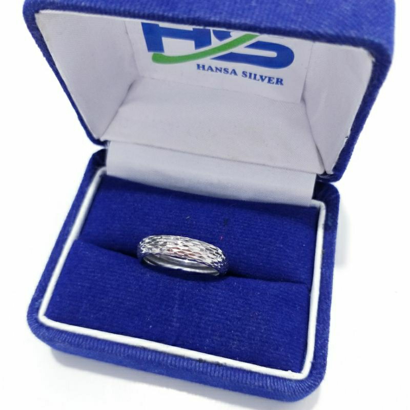 Cincin Perak Wanita Silver Asli 925 Lapis Emas Putih Model Golong Ring Ukir