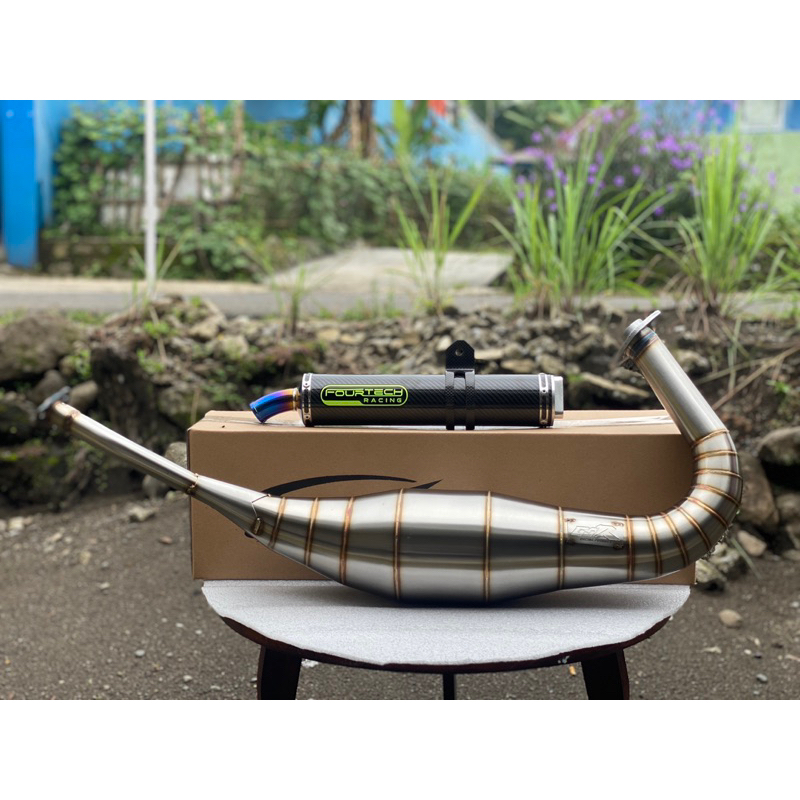 knalpot gjr stainlis type standar fullset slenser carbon fourtech racing ninja SS /R / RR