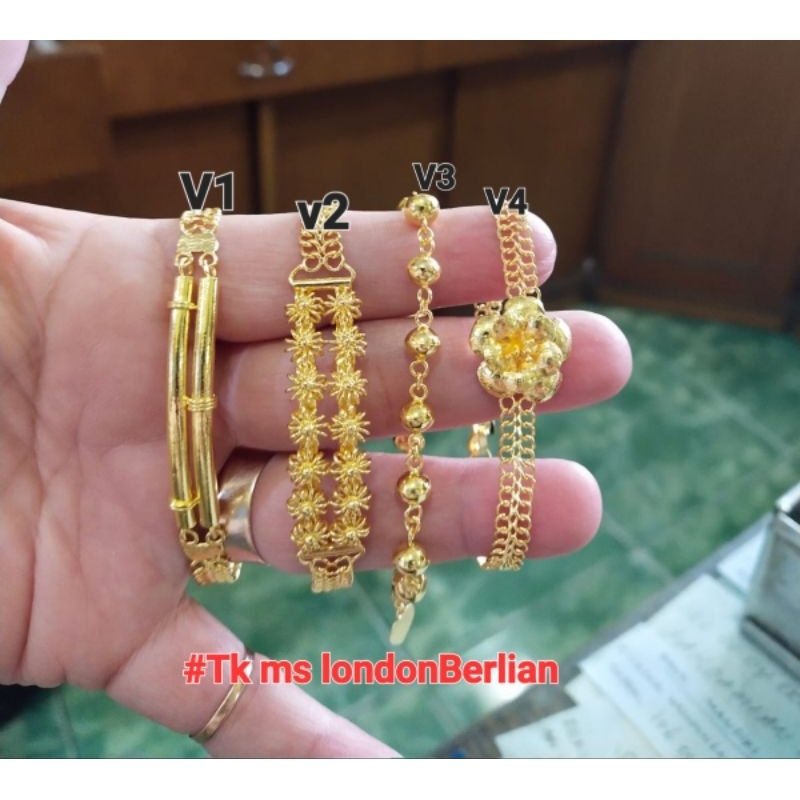 Gelang Emas 24K Mas London Kadar 999,9%.